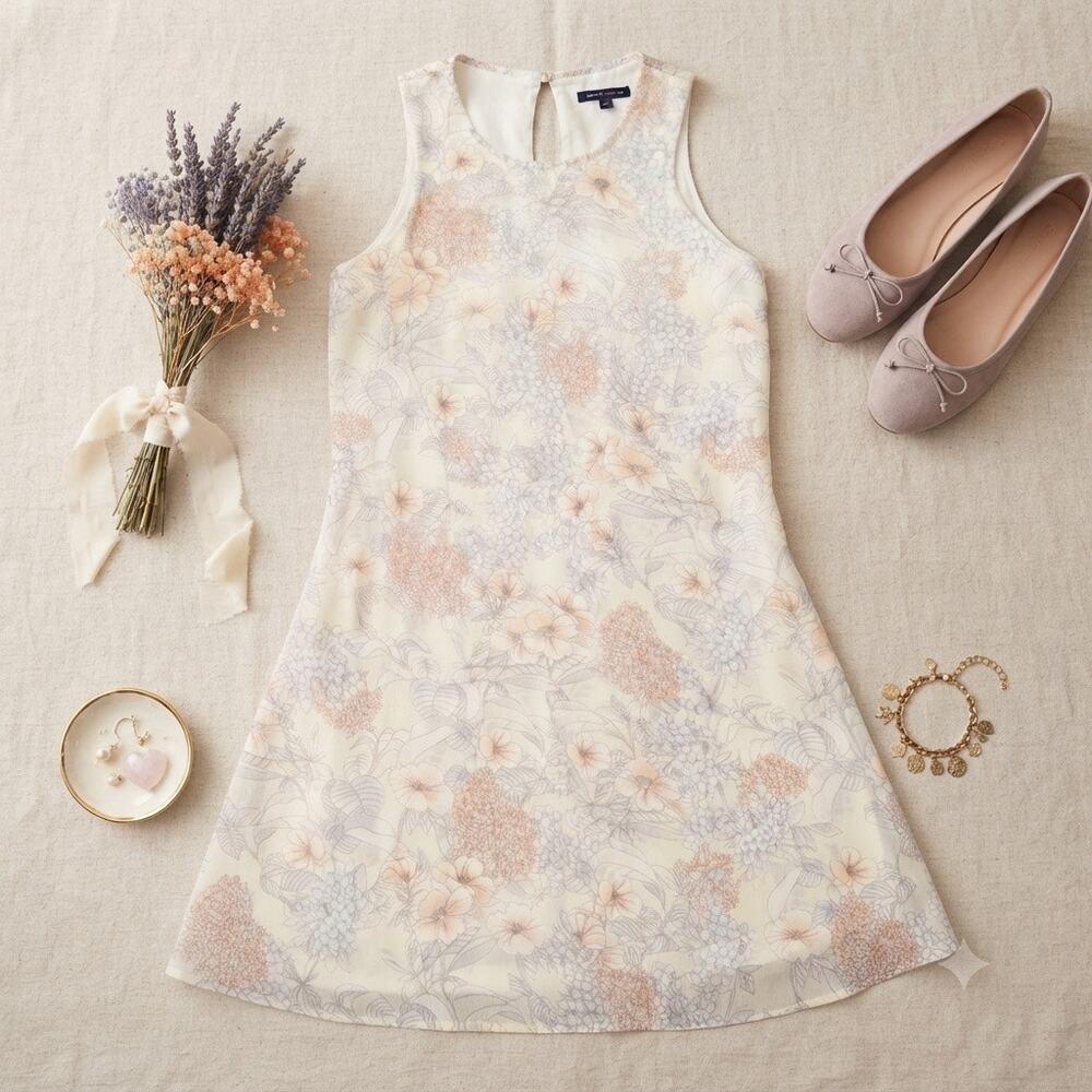 Tommy‎ Hilfiger Floral Sleeveless Shift Dress, Size 4, Fully Lined, Keyhole Back